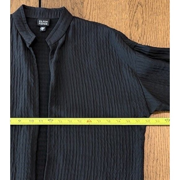 Eileen Fisher Wool Blend Open Front Cardigan Women’s Sz S Black Mandarin Collar - Picture 7 of 9